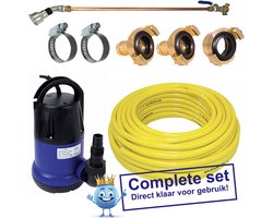 Aquaking Pro Grote Sproeiset - Incl. Dompelpomp, 12.5 mtr Flexibele Slang, RVS Slangklemmen, Gietstok 72 cm & Snelkoppelingen - Planten - Tuin - Plantenspuit - Moestuin - Tuinslang - Dompelpomp