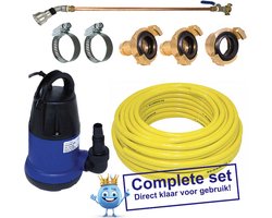 Aquaking Pro Kleine Sproeiset - Incl. Dompelpomp, 12.5 mtr flexibele slang, RVS Slangklemmen, Gietstok 72 cm & Snelkoppelingen - Planten - Tuin - Plantenspuit - Moestuin - Tuinslang - Dompelpomp