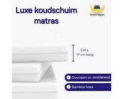 140x200 matras - 17 cm dik - Koudschuim matras - Anti allergie - Wasbare hoes - Medium hardheid