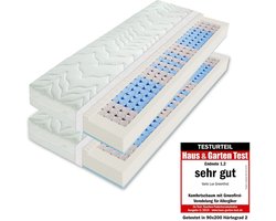 VARIO LUX Greenfirst pocketveringmatras 200x200 cm (2 x 100x200cm) H4 H3 - hoogte 22cm - 7-zone matras 200x200 - tijk met Greenfirst® afwerking - gemiddeld- Tweepersoonsmatrassen 200x200