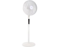 AIR-LIGHT RING - Witte staande ventilator en luchtblazer Ø40cm 70W met LED-verlichtingskroon