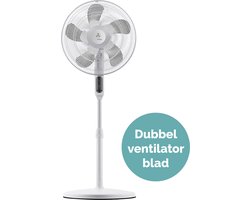 AirKing Statiefventilator Wit - 3 Standen Stille Ventilator met Energiebesparende Timerfunctie - Afstandsbediening