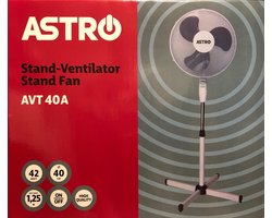 Astro Electronics AVT40a - Statiefventilator - Wit - 40cm / Hoogte 85 - 128cm