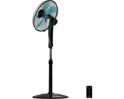 Cecotec Statiefventilator (50W) met afstandsbediening - Stille ventilator staand - 3 snelheden en 2 uur timer - Zwart