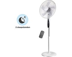 Nuvoo Statiefventilator - Oscillatiefunctie - Zuinig - 3 Standen - Stille/Slaap Ventilator - Energiebesparende Timerfunctie - Afstandsbediening - Wit