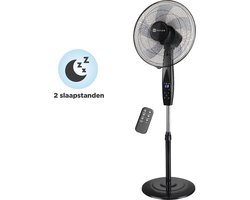 Nuvoo Statiefventilator - Oscillatiefunctie - Zuinig - 3 Standen - Stille/Slaap Ventilator - Energiebesparende Timerfunctie - Afstandsbediening - Zwart