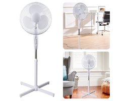 Staande Ventilator - Fan - Statiefventilator - Luchtkoeler - 40cm - 45W - 3 Snelheden - Verstelbaar - Draaifunctie - 140cm Snoerlengte