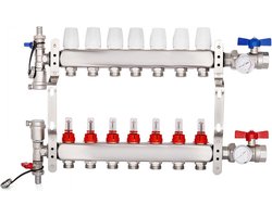 7-lus PEX 1/2 "roestvrijstalen vloerverwarmingsspruitstukset