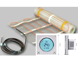 Comfortabele vloerverwarming voor tegelvloeren met vloerverwarming inbouwthermostaat, 1120 watt, 14 bij 0,5 meter