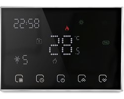 Slimme Draadloze Wifi Thermostaat met Touchscreen | Batterijen of USB-C voeding | RF Ontvanger | Opbouw of Los Staand | C.V. Installatie | Boiler | Infrarood & Elektrische vloerverwarming | Zwart