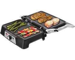 Amalee - Elektrische grill - Contact grill - 3 in 1 - 180º opening - Voor brood, vlees of groente - Panini maker - Tosti ijzer