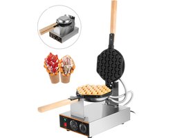 Autura® Professionele Bubbel Wafelijzer - Wafelmaker - Bubble Waffle - 180° draaien - 1400W - RVS