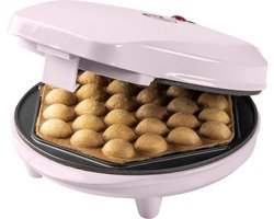 Bestron Bubbel Wafelijzer, wafelmaker voor bubbel wafels te vullen met ijs, chocola of fruit, met bakindicatielampje & antiaanbaklaag, 700 Watt, kleur: roze