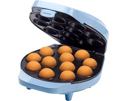 Bestron Cake Pop Maker, Wafelijzer voor 12 Cake Pops, inclusief Cake Pop Butler, 12 Stokjes & Vork, met antiaanbaklaag & indicatielampje, 700W, kleur: blauw