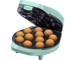 Bestron Cake Pop Maker, Wafelijzer voor 12 Cake Pops, inclusief Cake Pop Butler, 12 Stokjes & Vork, met antiaanbaklaag & indicatielampje, 700W, kleur: mint