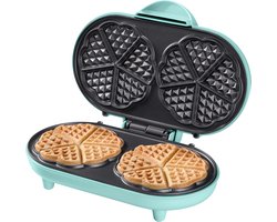 Bestron dubbel Wafelijzer voor klassieke hartwafels, Wafelmaker met antiaanbaklaag & indicatielampje, 1000 watt, keur: mint