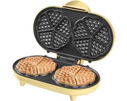 Bestron dubbel Wafelijzer voor klassieke hartwafels, Wafelmaker met antiaanbaklaag & indicatielampje, 1000 watt, kleur: Geel