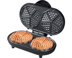 Bestron dubbel Wafelijzer voor klassieke hartwafels, Wafelmaker met antiaanbaklaag & indicatielampje, 1000 watt, kleur: Zwart