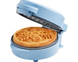 Bestron mini-wafelijzer met sneeuwvlokmotief, kleine wafelijzer met antiaanbaklaag, voor kinderfeestjes, familiefeesten, Pasen of Kerst, retro design, 550 watt, kleur: blauw