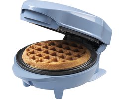 Bestron mini-wafelijzer voor klassieke wafels, wafelijzer met antiaanbaklaag, voor kinderfeestjes, Familiefeest, Pasen of Kerst, retro design, 550 Watt, kleur: babyblauw