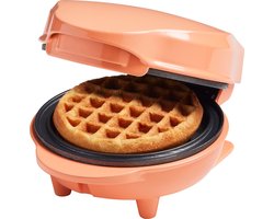 Bestron Mini-wafelijzer voor klassieke wafels, wafelijzer met antiaanbaklaag, voor kinderfeestjes, Familiefeest, Pasen of Kerst, retro design, 550 Watt, kleur: Oranje