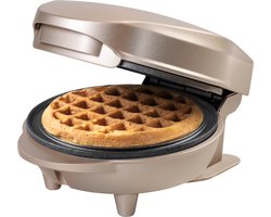 Bestron mini-wafelijzer voor klassieke wafels, wafelijzer met antiaanbaklaag, voor kinderfeestjes, Familiefeest, Pasen of Kerst, Satin Collection, kleur: Lichtbeige