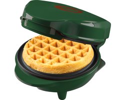 Bestron Mini-Wafelijzer, Wafelijzer in Kersteditie, Gelimiteerde Oplage, Wafelmaker met Antiaanbaklaag, voor Kerstmis, Feestjes of als Cadeau, Wafelgrootte 10 cm, Kleur: Matgroen