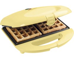 Bestron Wafelijzer voor 2 Brusselse wafels, wafelmaker met antianbaklaag & indicatielampje, 700W, kleur: geel