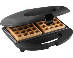 Bestron Wafelijzer voor 2 Brusselse wafels, Wafelmaker met antianbaklaag & indicatielampje, 700W, kleur: Zwart