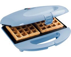 Bestron Wafelijzer voor 2 Brusselse wafels, Wafelmaker met antianbaklaag & indicatielampje, Sweet Dreams Collection, 700W, kleur: Blauw