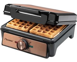 Bestron Wafelijzer voor belgische wafels, Brusselse wafelijzer voor twee dikke wafels, met antiaanbaklaag en Cool Touch handvat, Copper Collection, kleur: Koper