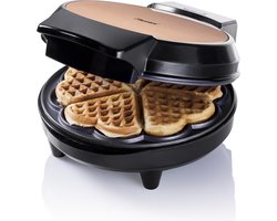 Bestron Wafelijzer voor klassieke hartwafels, Wafelmaker met indicatielampje & antiaanbaklaag, 700 Watt, kleur: koper