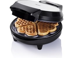 Bestron Wafelijzer voor klassieke hartwafels, Wafelmaker met indicatielampje & antiaanbaklaag, 700 Watt, kleur: silver