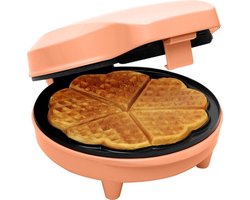 Bestron Wafelijzer voor klassieke hartwafels, Wafelmaker voor wafels in hartvorm, met indicatielampje & antiaanbaklaag, retro-design, 700 Watt, kleur: Oranje