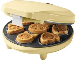 Bestron Wafelijzer voor Mini Cookies, Cakemaker voor mini cakes, met bakindicatielampje & antiaanbaklaag, 700 Watt, kleur: Geel