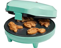 Bestron Wafelijzer voor Mini Dino Cookies, Cakemaker voor mini dino cakes, met bakindicatielampje & antiaanbaklaag, 700 Watt, kleur: Mint