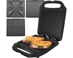 COOK-IT 3-in-1 Contact Grill XL - Tosti Apparaat - Wafel IJzer - 3 Verschillende Platen