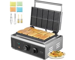 Elektrische Wafelijzer Machine - Wafelmaker - Brusselse Wafels - Rechthoekig - 1550W - 10 Stuks