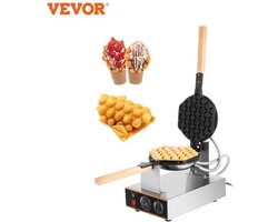 Elektrische Wafelijzer Machine - Wafelmaker - Poffertjespan - Poffertjesmaker - Bubble Wafelijzer – Roestvrijstaal - Wafel Bakken Machine - 1400W – 6 KG