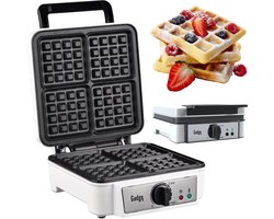 Gadgy Wafelijzer - Wafelmaker voor 4 Brusselse Wafels – Anti aanbaklaag - Temperatuur instelbaar - indicatielampje - Wafels van 8.5x7 cm