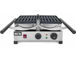 HCB® - Professioneel horeca Wafelijzer met timer - kantelbaar - 230V - Wafelmaker van RVS / INOX - 37x50.5x20 cm (DxBxH) - 10.40 kg - 7476