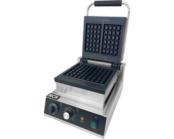 HCB® - Professioneel horeca Wafelijzer voor 2 Luikse wafels - Wafelmaker van RVS / INOX - 30x38x27 cm (BxDxH) - 10 kg - 8681