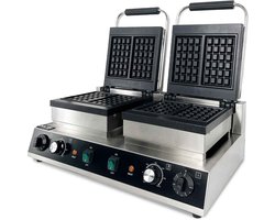 HCB® - Professioneel horeca Wafelijzer voor 4 Luikse wafels - Wafelmaker van RVS / INOX - 63x38x27 cm (BxDxH) - 20 kg - 9921