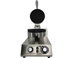 HCB® - Professioneel rond horeca Wafelijzer met timer - 230V - Wafelmaker van RVS / INOX - 25.5x38x28 cm (BxDxH) - 10.4 kg - 1513