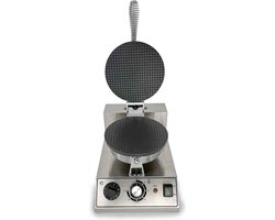 HCB® - Professioneel rond horeca Wafelijzer met timer - 230V - Wafelmaker van RVS / INOX - 25x39x26 cm (BxDxH) - 10.4 kg - 1131