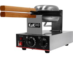 KuKoo Wafelijzer - 1000 W - Anti aanbak - 27x33x27 cm - 50-250° C - timer 1 tot 5 minuten - wafelmaker