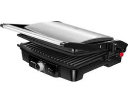 MPM - Tosti Apparaat - Contactgrill - Instelbare Temperatuur - Max. 270°C - 2000W - Zwart/RVS