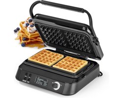 N8WERK Wafelijzer Belgische Wafels 1600W zwart