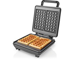 Nedis Wafelijzer - Belgische wafels - 22 x 12.5 cm - 1200 W - Automatische temperatuurregeling - ABS / Aluminium