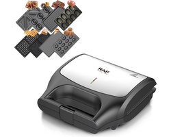 RAF Wafelijzer – Met verwisselbare platen – Wafelmaker, Tosti-ijzer, donutmaker en meer – Anti-stick coating – 800W